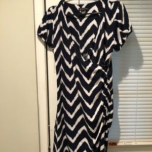 Blue and White cross front dress